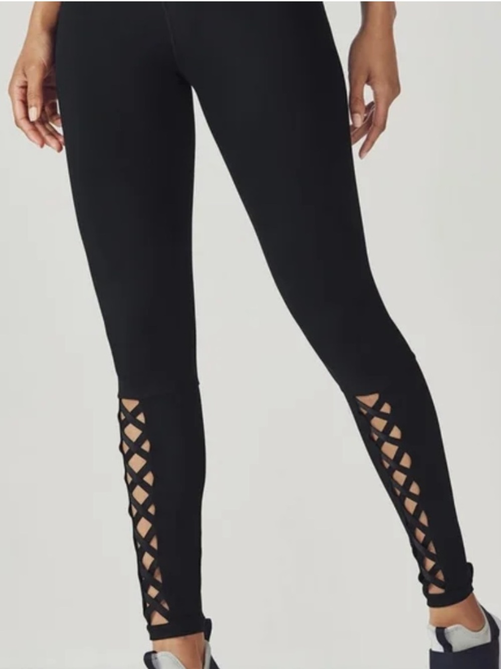 Fabletics Womens Lace Up‎ Front Crisscross Black Athletic Leggings Medium M
